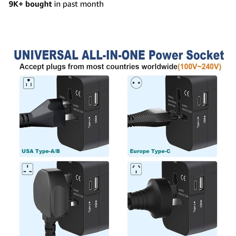 Black Travel Universal Adapter - Picture 8 of 11